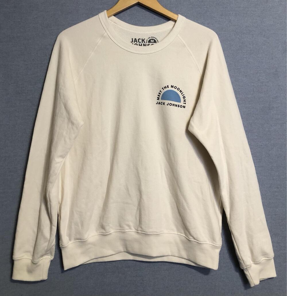 Jack Johnson Sweatshirt Mens Medium White Meet The Moonlight Organic Fleece